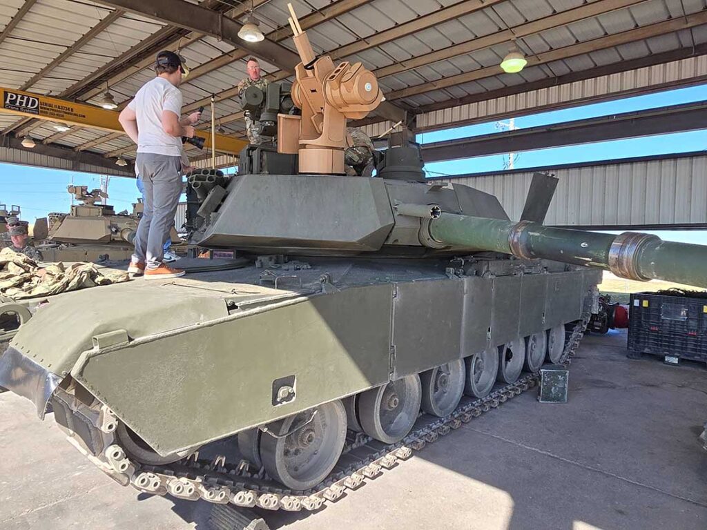 A full-scale mock-up of the Bullfrog RWS fitted to an M1 Abrams tank. [Allen Control Systems]