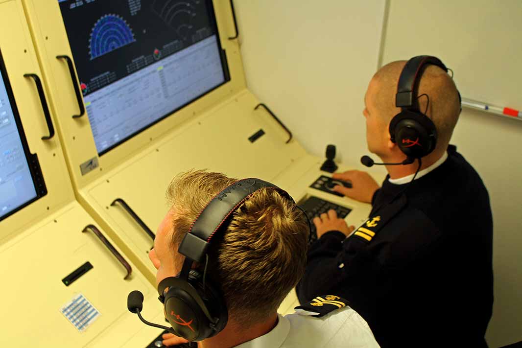 Located at the Swedish Naval Warfare Centre in Karlskrona, Sweden, its shore-based Naval Warfare Training System has been supplied by CAE and features 52 student stations. [Source: T. Nash]