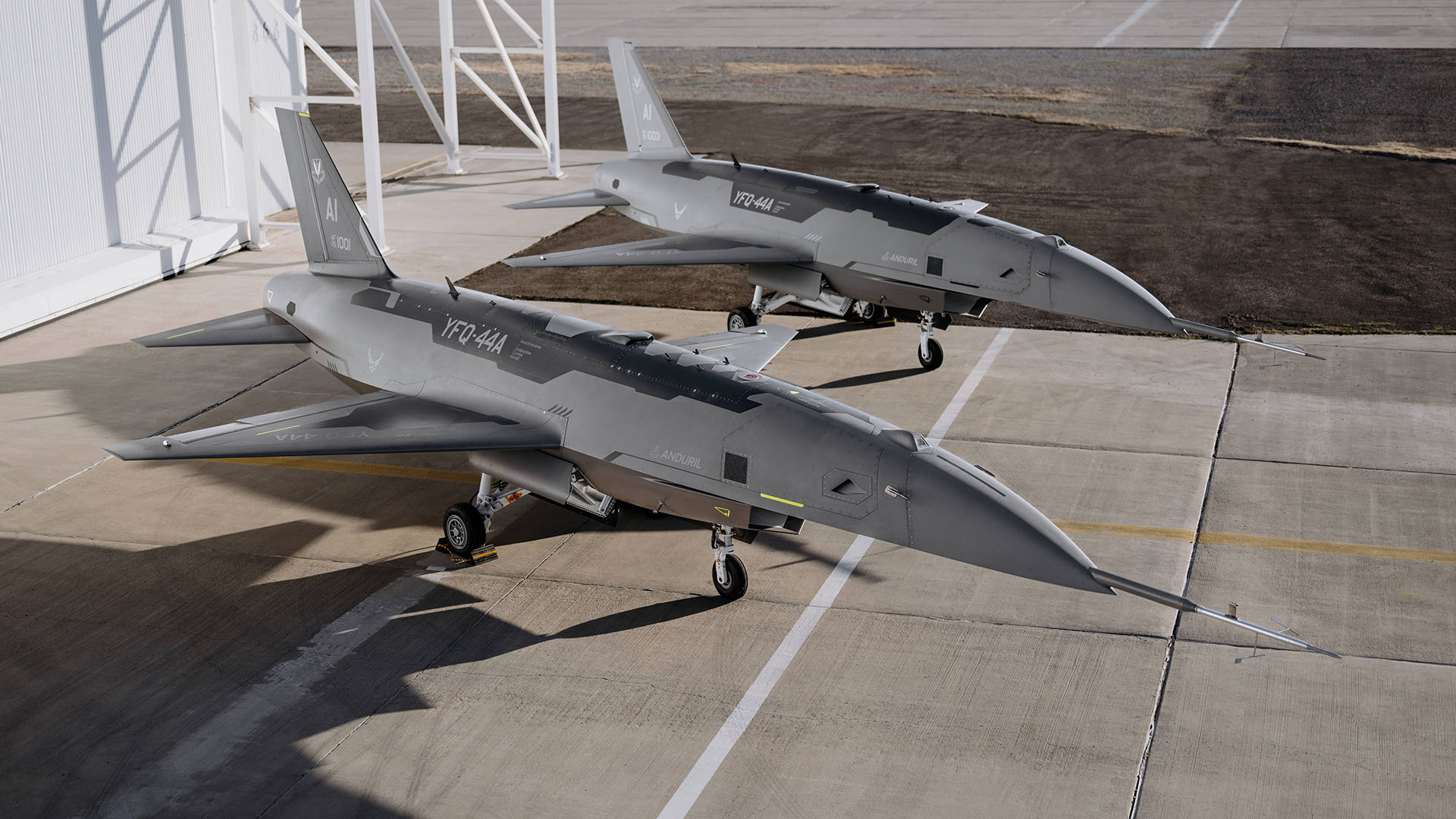 Anduril Industries' YFQ-44A CCA expects to fly with Shield AI's autonomous programming in coming months. (Air Force)