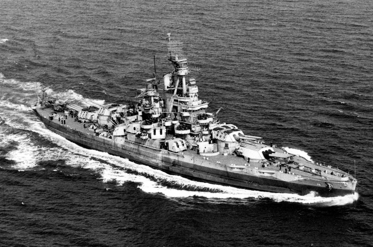 Underway off the U.S. Atlantic coast, 17 September 1944. Photographed from a blimp of squadron ZP-12. Official U.S. Navy Photograph, now in the collections of the National Archives.