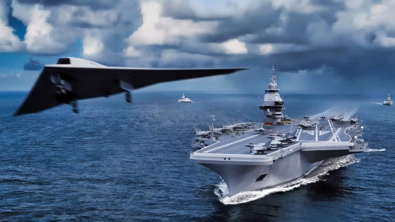 French nuclear aircraft carrier and Rafale fighter representing European deterrence
