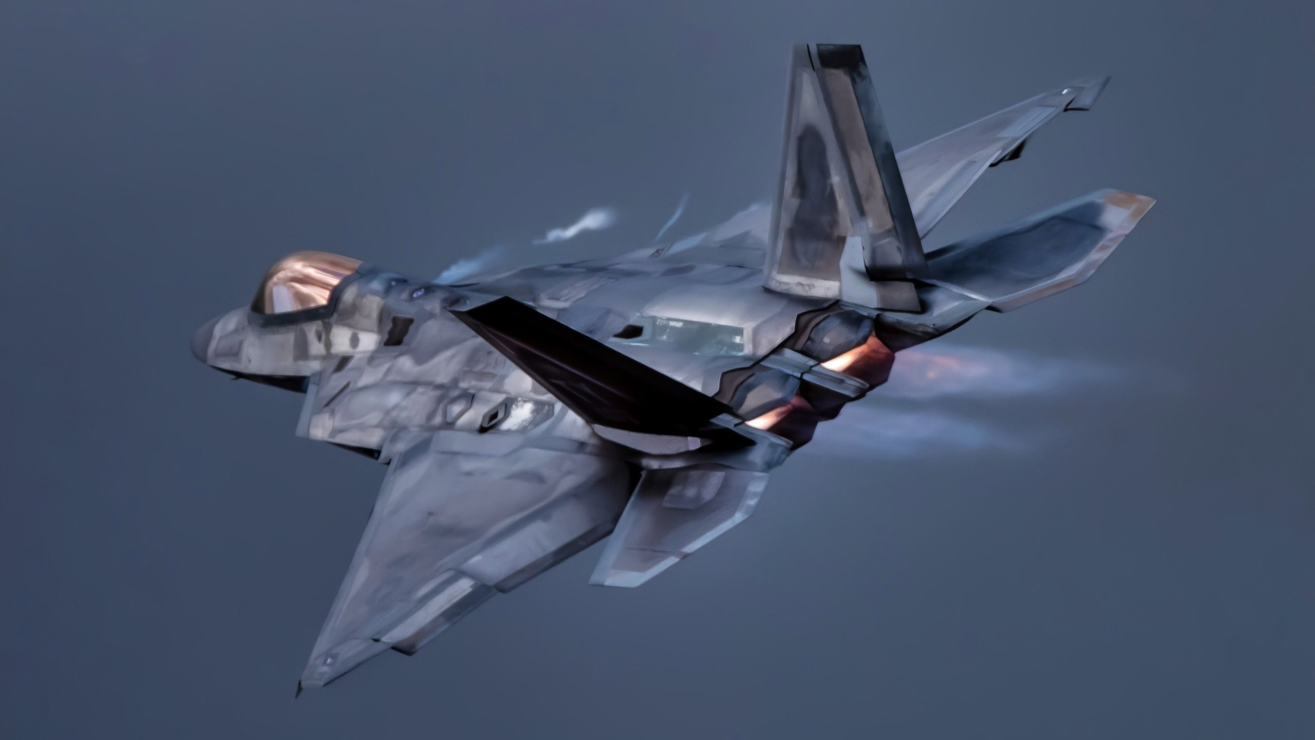 U.S. Air Force Maj. Josh Gunderson, F-22 Raptor Demonstration Team commander and pilot, flies a practice demo at Joint Base Langley-Eustis, Va., Dec. 6, 2019. Representing Air Combat Command, the F-22 Demo Team travels to air shows all across the world showcase the performance and capabilities of the world's premier 5th-generation fighter. (U.S. Air Force photo by 2nd Lt. Sam Eckholm)