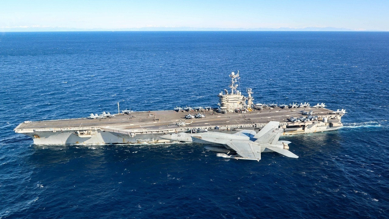 Super Hornets from VFA-34 embarked aboard USS Harry S. Truman.