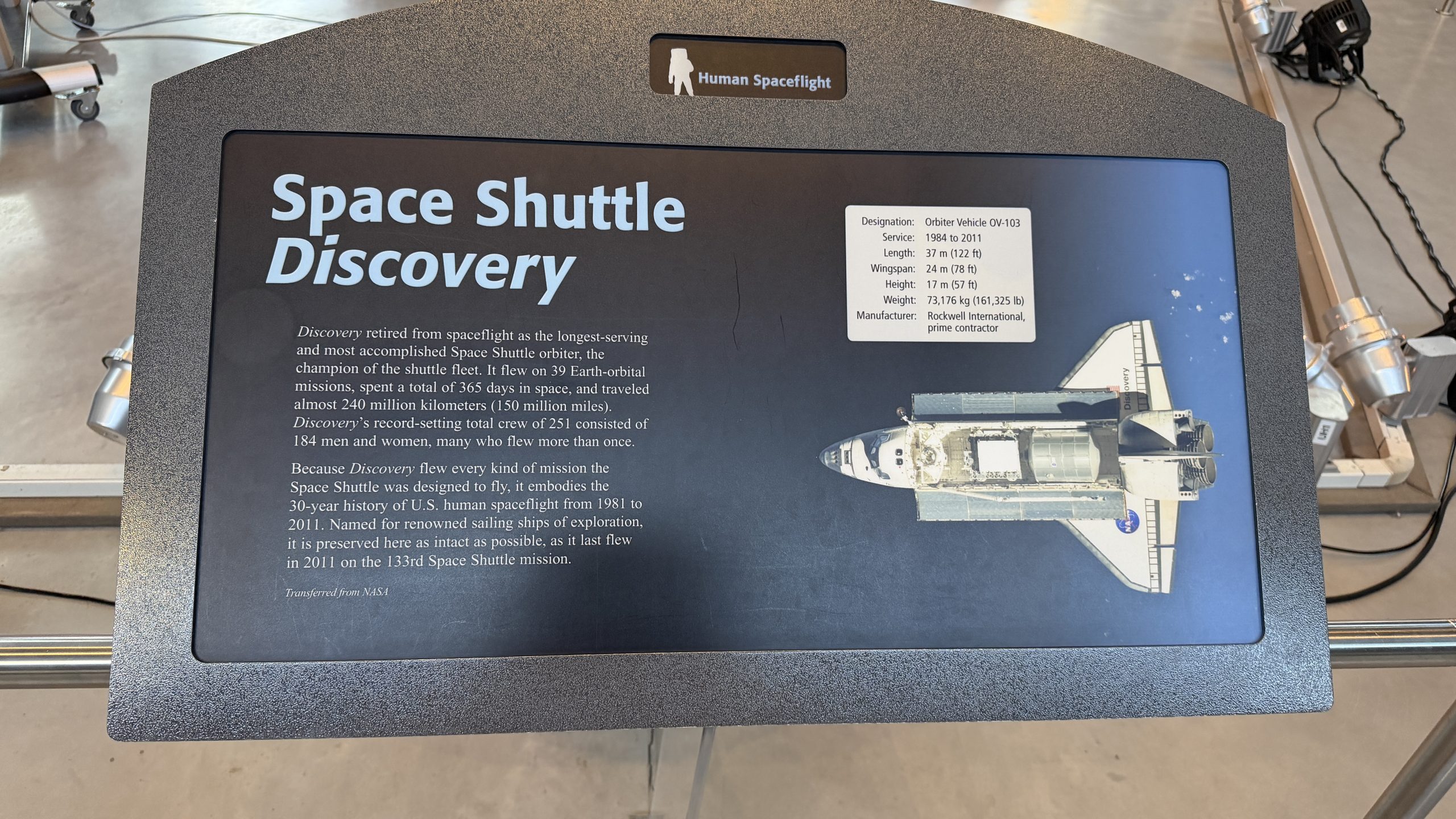NASA Space Shuttle at the Smithsonian 19FortFive Space Shuttle Photo Shoot. 