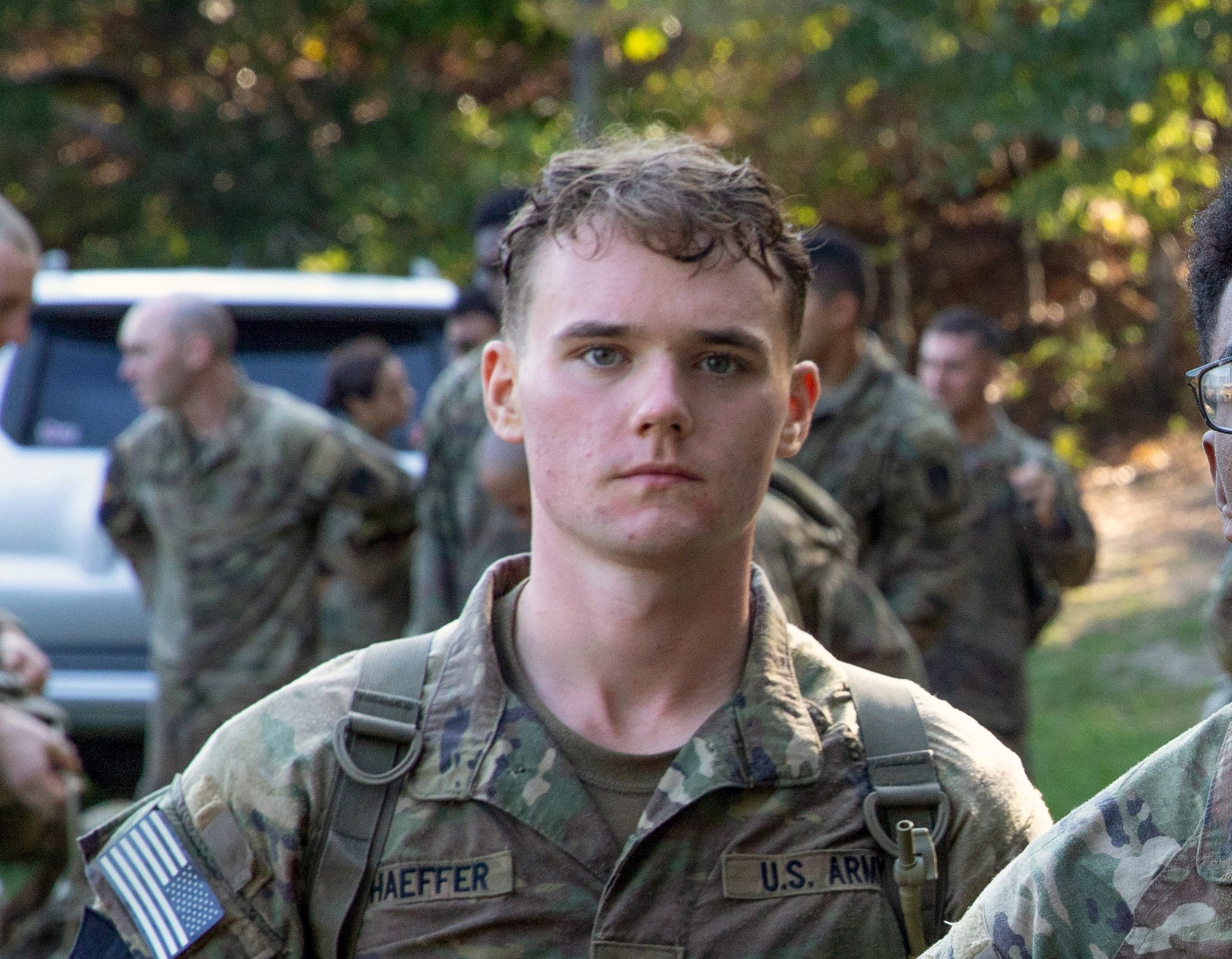 From left, U.S. Army Spc. William Schaeffer, assigned to the U.S. Army Special Operations Command, Pfc. Cleopheus Lane, assigned to U.S. Army Europe and Africa Command, and Spc. Macguire Klemick, assigned to U.S. Army Pacific Command, walk to the starting point of the combat water survival relay race at Victory Pond during the 2026 U.S. Army Best Squad Competition at Fort Benning, Georgia, Sept. 16, 2026. The Best Squad Competition showcases the discipline, training, and global reach that make our force the ultimate guarantor of the Nation's security. (U.S. Army photo by Spc. Jordan Bristol)