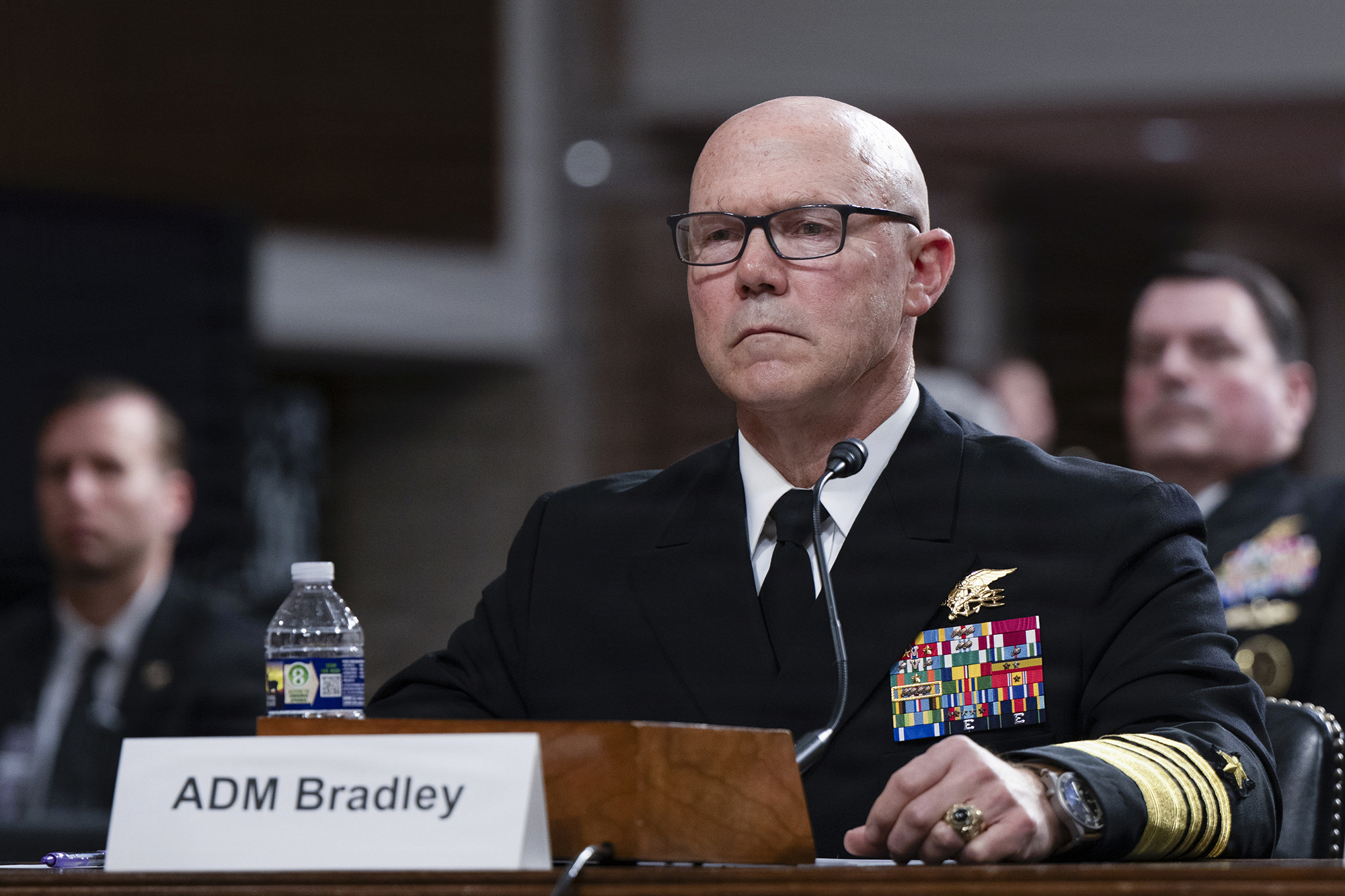 Commander U.S. Special Operations Command Adm. Frank Bradley, Assistant Secretary of War for Cyber Policy, Principal Cyber Advisor to the Secretary of War Katherine Sutton, Assistant Secretary of War for Special Operations and Low-Intensity Conflict Derrick Anderson, and Commander U.S. Cyber Command, Director National Security Agency/Chief, Central Security Service Gen. Joshua Rudd testify at a Senate Armed Services Committee in Washington, D.C., April 28, 2026. (DoD photo by U.S. Air Force Staff Sgt. Milton Hamilton)