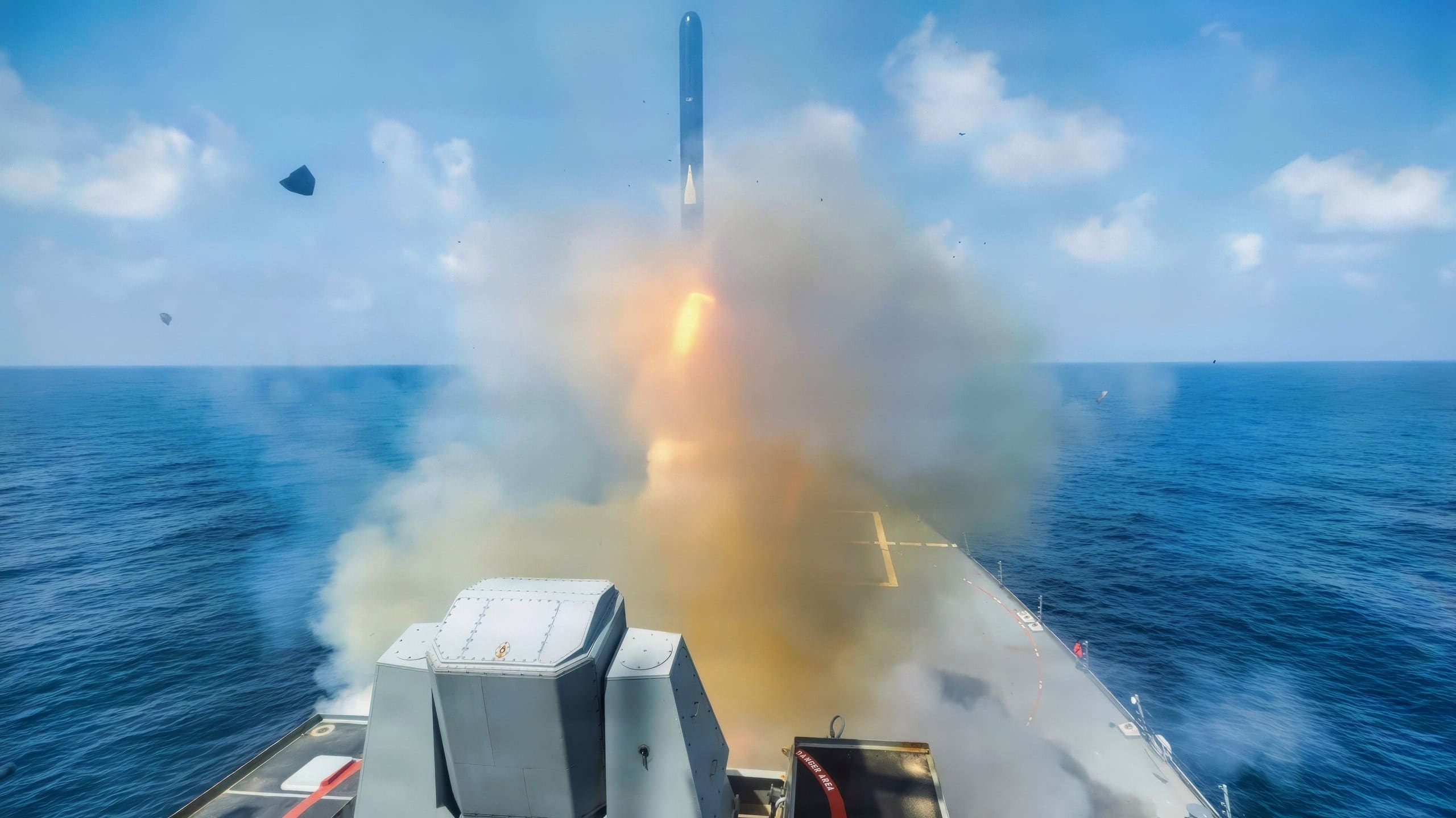 Arleigh Burke-class guided-missile destroyer USS Spruance (DDG 111) fires a Tomahawk Land Attack Missile (TLAM) in support of Operation Epic Fury, Feb. 28, 2026. (U.S. Navy photo)