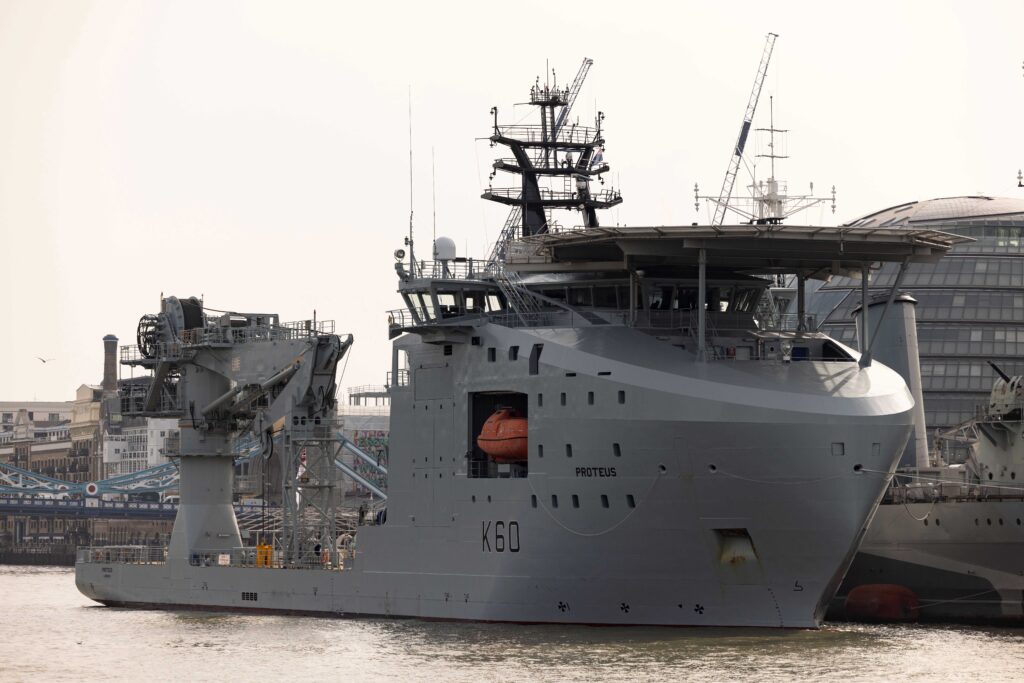 A number of navies are introducing specialised surveillance ships to improve their ability to monitor and protect CUI. This is the British RFA Proteus, which entered service in 2023. [Crown Copyright 2023]