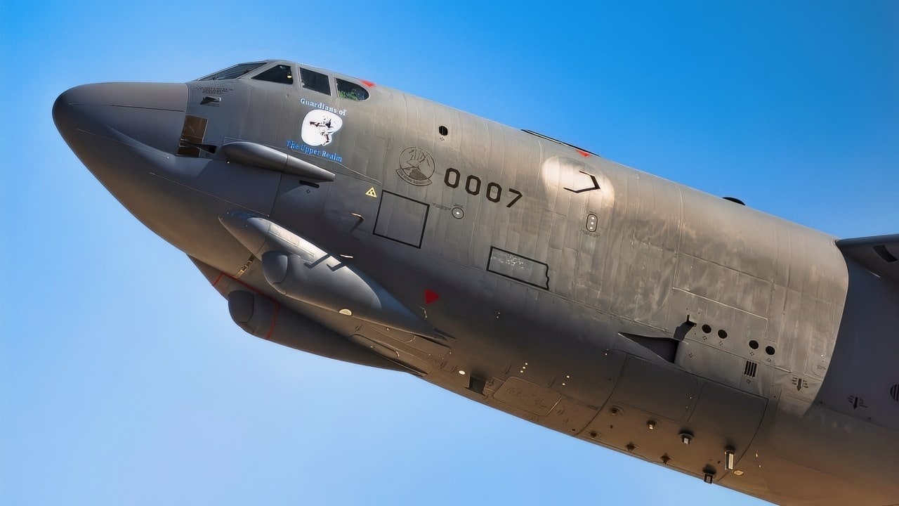 A U.S. Air Force B-52H Stratofortress strategic bomber assigned to the 69th Expeditionary Bomb Squadron flies within the U.S. Central Command area of responsibility, Nov. 15, 2024. The B-52H provides strategic options and flexibility to U.S. and coalition senior leaders with the aircraft's ability to employ a wide range of weapons with precision and deliver a decisive response to adversaries who threaten peace and security across the region. (U.S. Air Force photo)