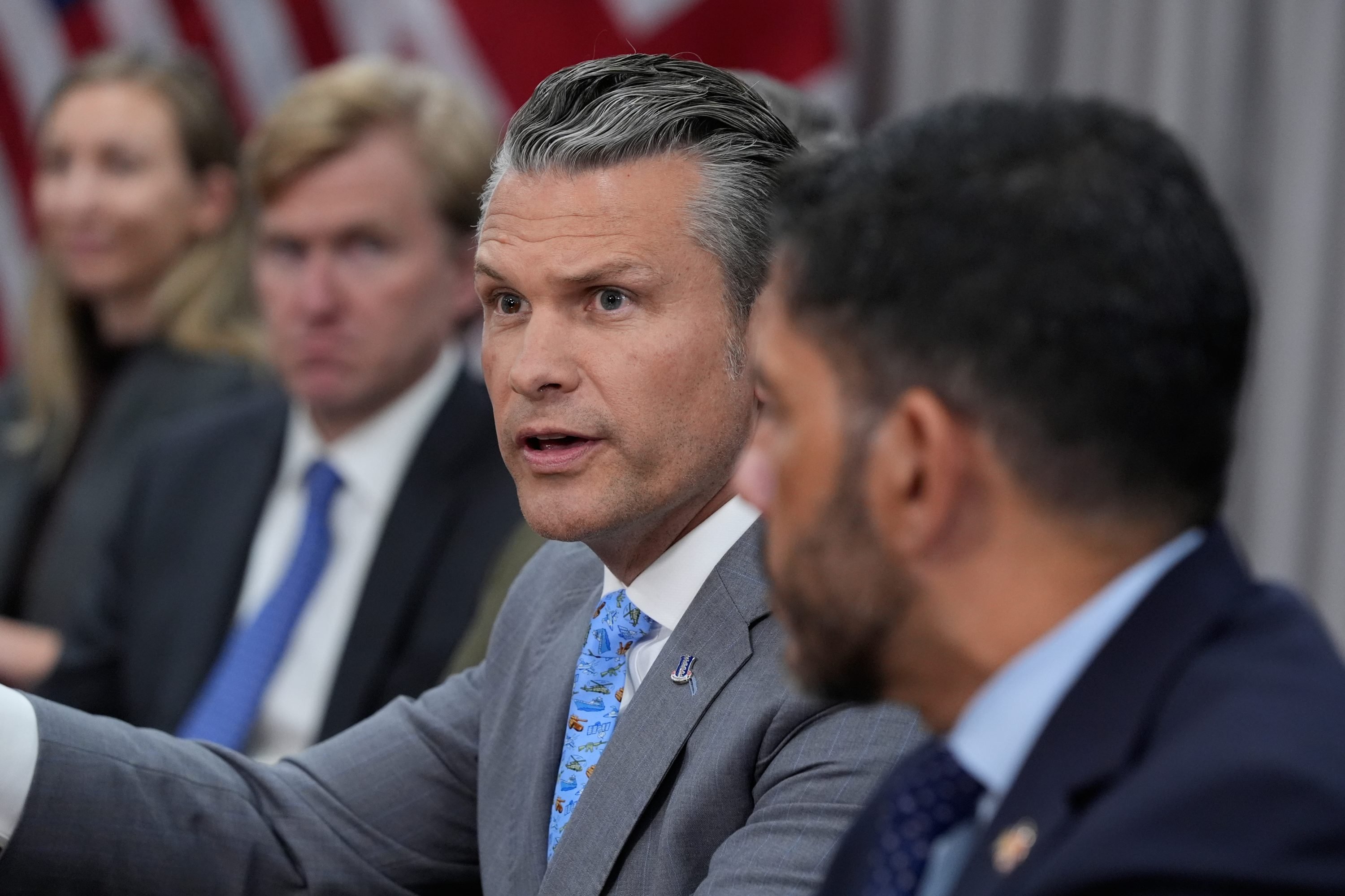 ARLINGTON, VIRGINIA - OCTOBER 15: U.S. Secretary of War Pete Hegseth meets with Britain's Defense Secretary Wes Streeting at the Pentagon, on October 15, 2026 in Arlington, Virginia. The two defense officials discussed NATO financial commitments by European countries. (Photo by Manuel Balce Ceneta-Pool/Getty Images)