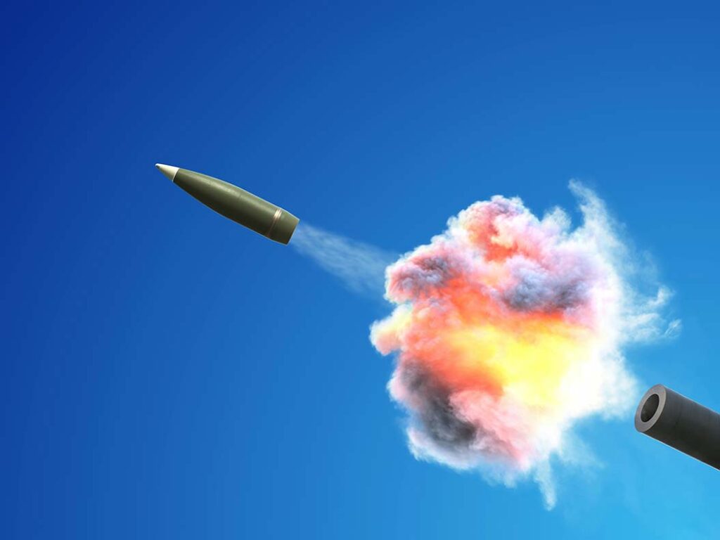 A 155 mm shell leaving the barrel. [NATO Photo Library (iStock)]