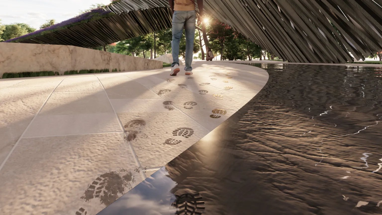 The national GWOT Memorial design is intentionally ambiguous, a sharp contrast to the 'The Wall' of the Vietnam Veterans Memorial just yards away.
