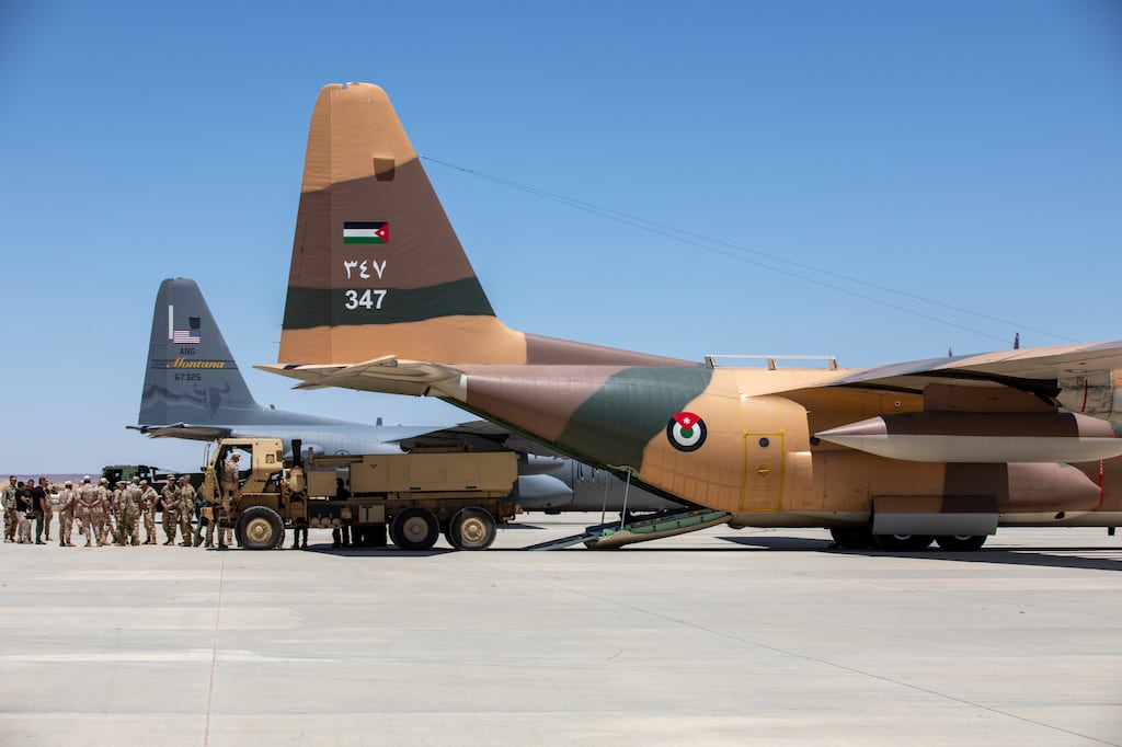 Muwaffaq Salti Air Base aircraft and Jordanian military personnel