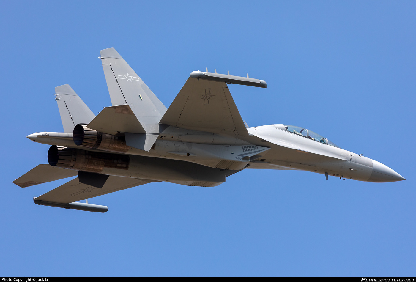 PLA J-16 fighter jet operating near Taiwan Strait airspace