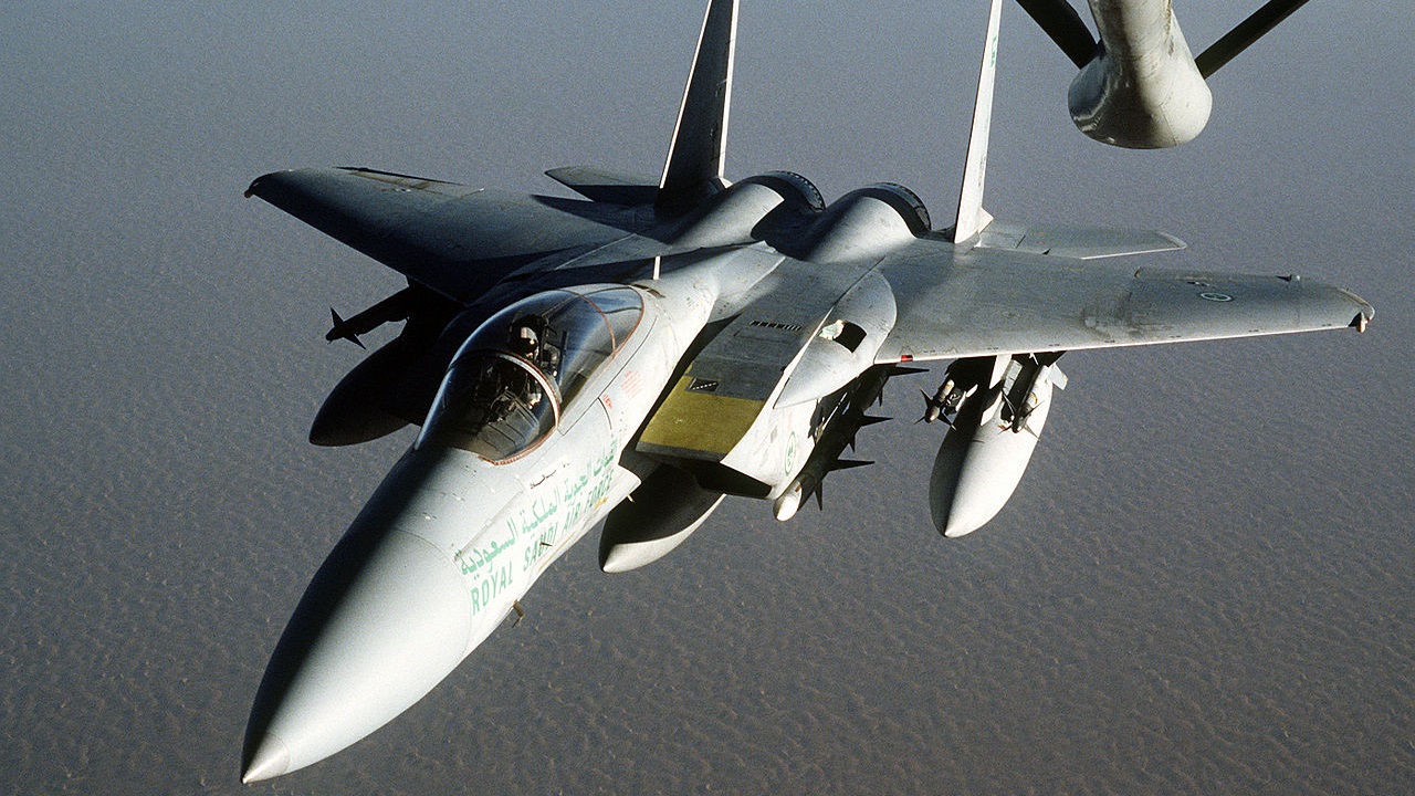 Royal Saudi Air Force F-15 fighter representing Saudi air defense capability in Riyadh