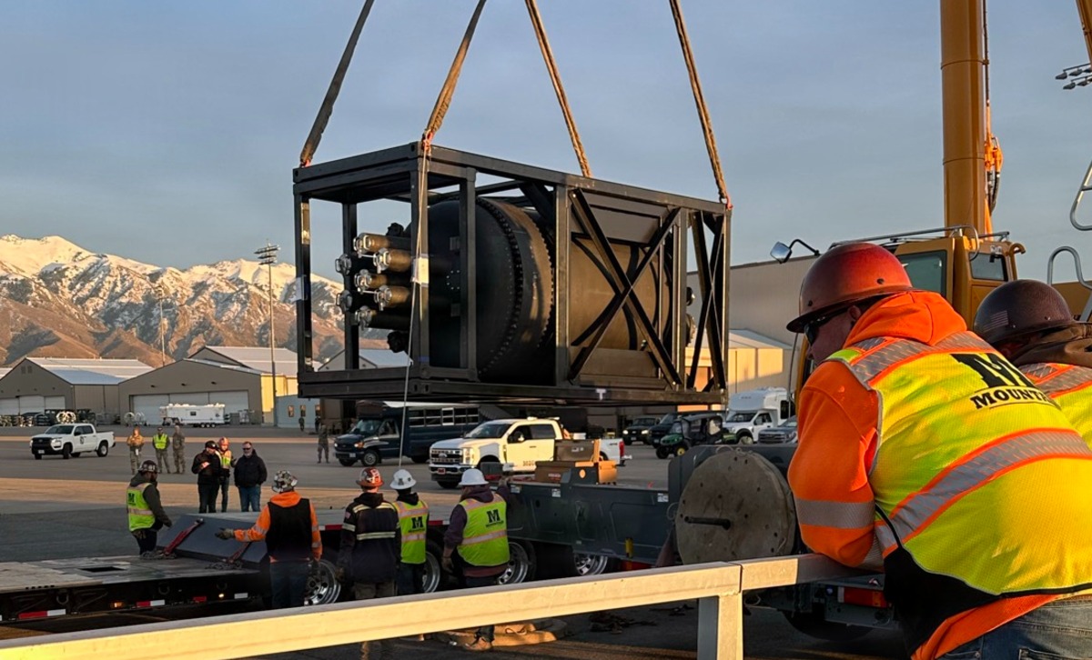 A containerized nuclear power reactor at Hill Air Force Base, Utah, Feb. 15, 2026. Photo by Anthony Pham